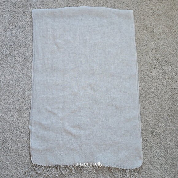 Natural Linen Unbleached Flax Scarf - Picture 4 of 8
